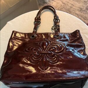 Patent Leather Tote Bag in Deep Burgundy - Women